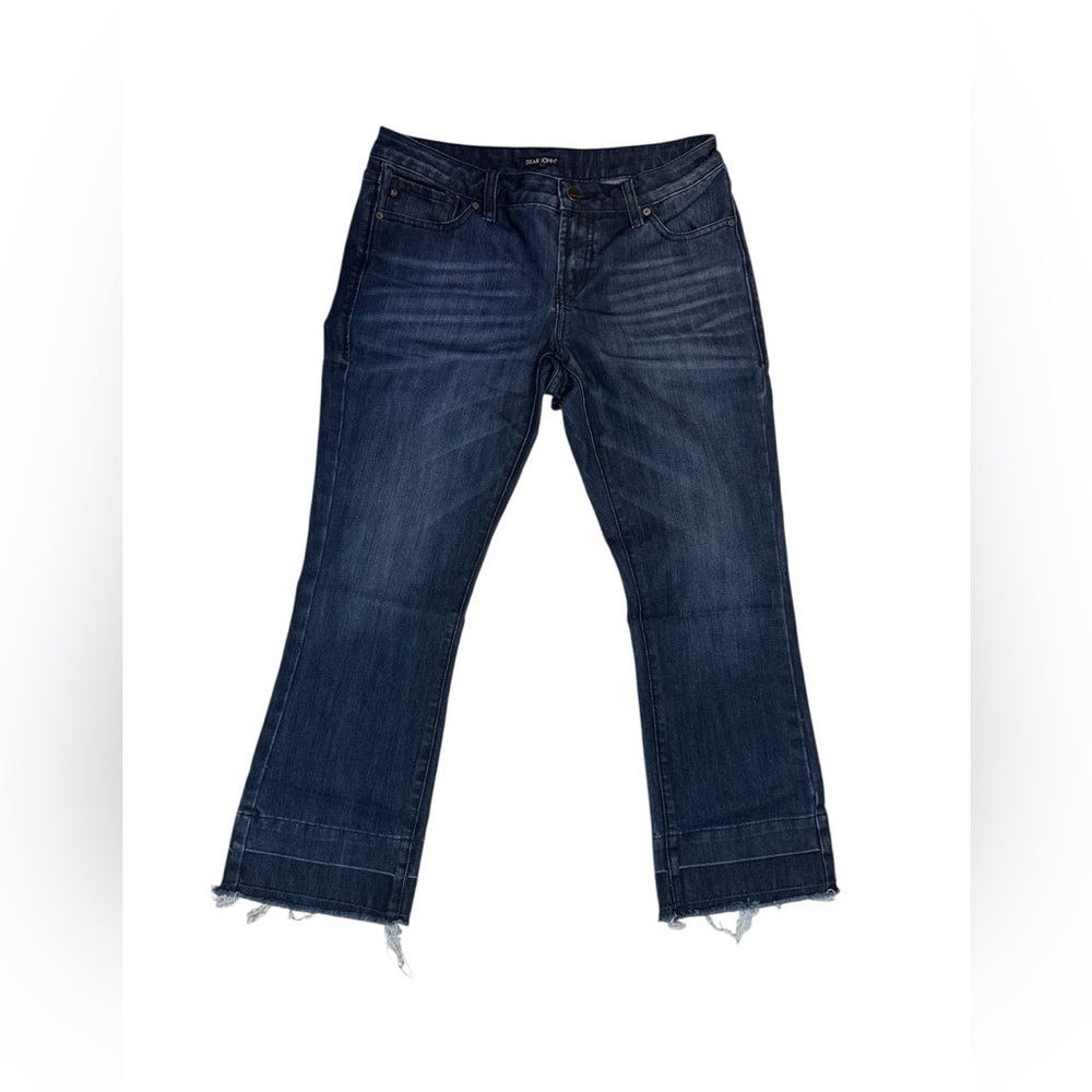 Dear John Karlie Cropped Flare Raw Hem Jeans Denim Size 26